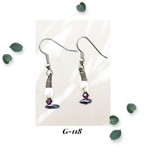 Pixie Street Amethyst Crystal Freshwater Pearl Glass Pearl Earrings